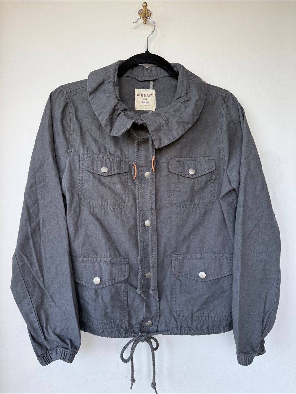 Old Navy Gray Ruffle-Collar Utility Jacket